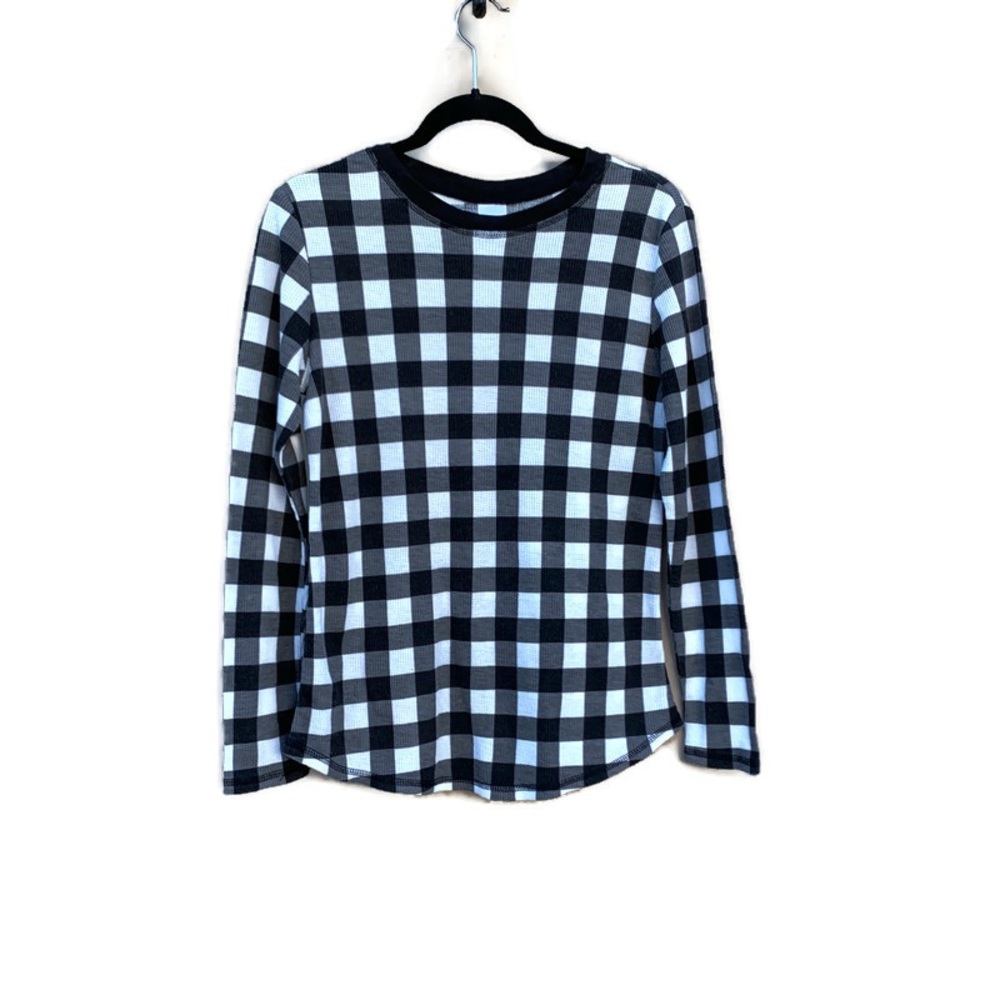 Rachel Parcell Sleepwear RP Black White Buffalo Plaid Thermal Pajama Shirt XS